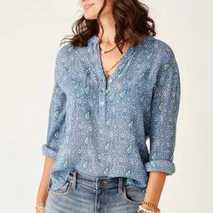 Carve Designs Dylan floral gauze long sleeve shirt blouse top Storm Paisley